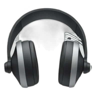 Headset with an analytics dashboard and music notes sticker