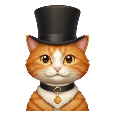 Orange cat wearing a top hat and collar that says snickerdoodle  sticker