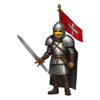 make an emoji like this 🧙🏻‍♂ but instead the guy without a beard and also wearing "Crusaders" clothing and a helmet plus with a sword and shield
make sure there is the Crusaders flag on the armour  from the First Crusade 
 sticker