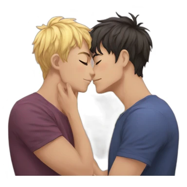 gay anime dudes kissing sticker