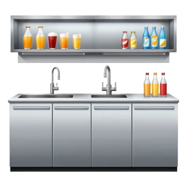 counter with beverage fridge and sink sticker