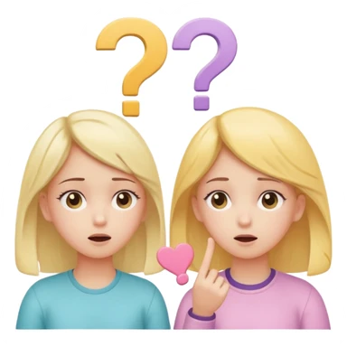 

 
Two girls are talking; one looks confused with question marks above her, while the other explains something. The illustration has a cute pastel style. sticker