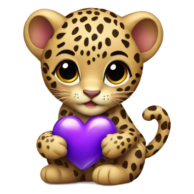 Baby leopard holding a purple heart  sticker