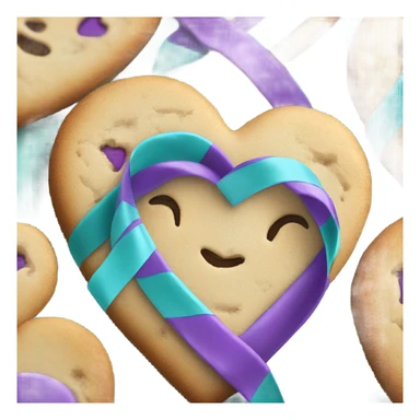 Cookie heart with purple teal awareness ribbon sticker