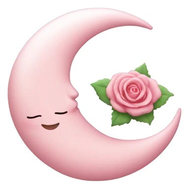 Baby Pink crescent moon with rose   sticker