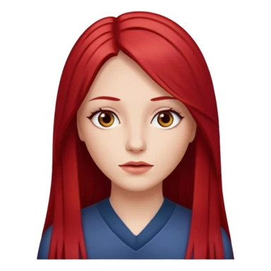 white woman cherry red long straight hair parted middle sticker