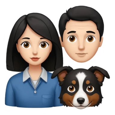 man and woman and Black colour hair Border collie with Brown eyes and a stout on the nose sticker