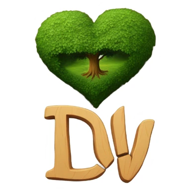 Big tree with heart carved into it. initials D & V on heart sticker