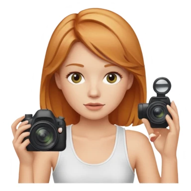 photographer with strawberry blonde hair wearing white tank sticker