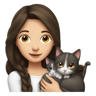 Brunette Girl and cats snuggling sticker