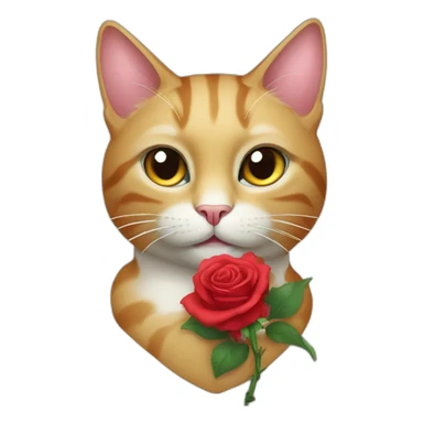 Fancy cat holding a rose in its mouth sticker