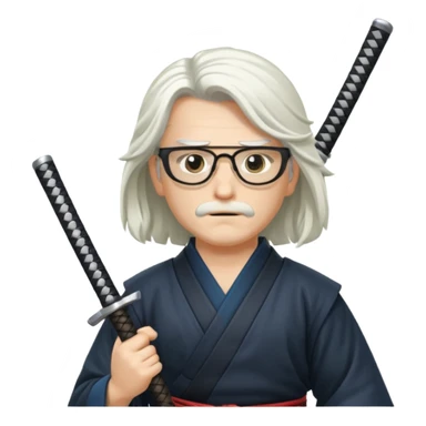 white long hair samurai with glasses sticker