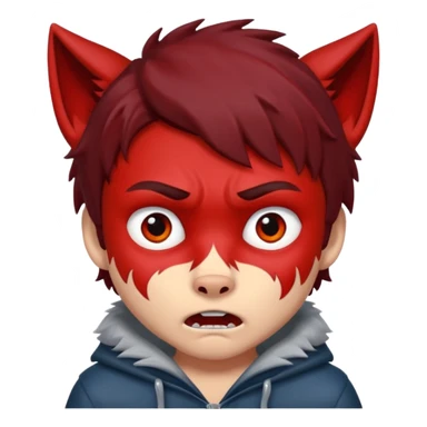 Wolf Boy Red Scared sticker