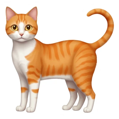 full body realistic orange domestic shorthair slim cat with yellow/orange eyes paw being white and the other being half sticker