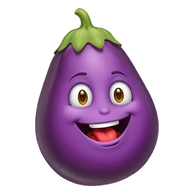 Emoji eating egg plant sticker