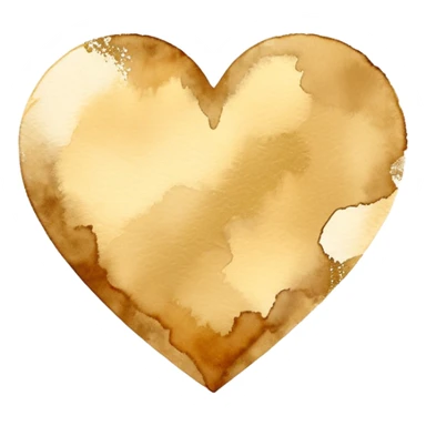 minimalist watercolor heart icon, monochromatic gold washes, soft bleeding edges, on textured white paper, serene and emotional, perfect for app icon, transparent background, flat lay --style raw --stylize 150 sticker