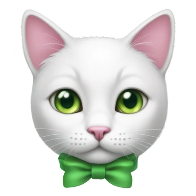 white cat with green eyes and pink bow sticker