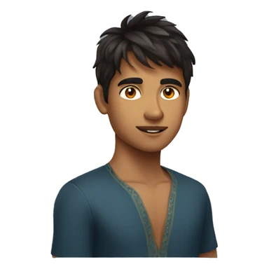 young handsome Indian boy with messy fringe  and fair skin with sharp jawline and small eyes sticker