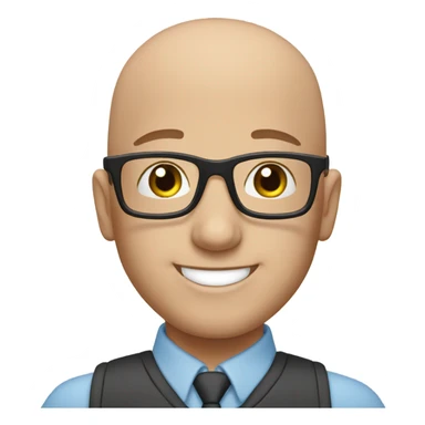 happy bald boy with glasses blue eyes sticker