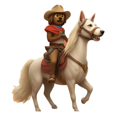 Cat and dog riding a horse in the desert  sticker