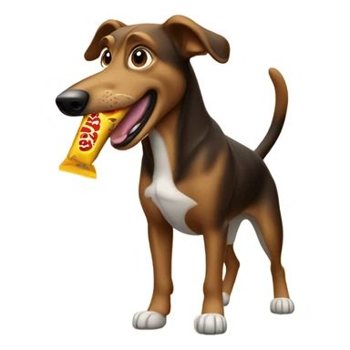 Dog eating a slim Jim ￼ sticker