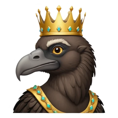 old black vulture wearing crown looking ahead sticker