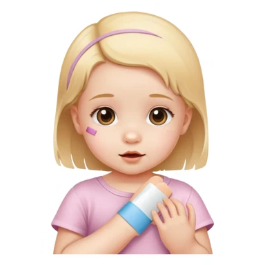 Cute baby girl with a bandaid sticker