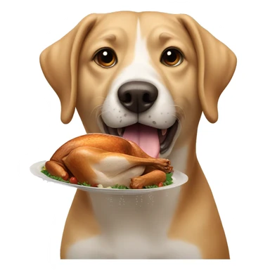 Dog eating a turkey sticker