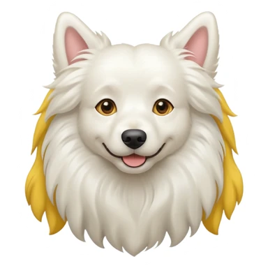 A long-haired white dog with yellow ears sticker