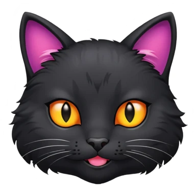 black cat face only, smirking, bold and expressive, clear face, vibrant colors, suitable for Twitch emote sticker