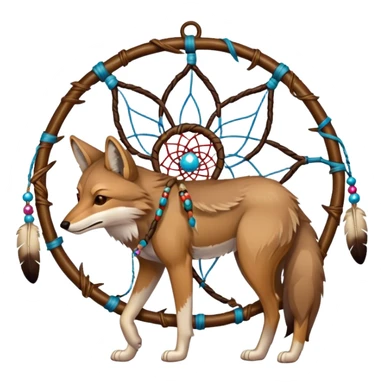 Coyote with dream catcher  sticker