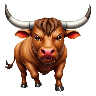 Cinematic Realistic depiction of a powerful Spanish charging bull, rendered with dynamic muscle definition and detailed, textured hide, set against a dramatic backdrop with intense, action-packed lighting sticker