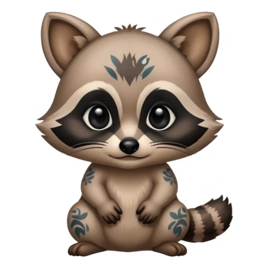 A baby raccoon covered in tattoos sticker