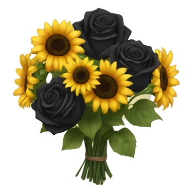 Bouquet of black roses and sunflowers sticker