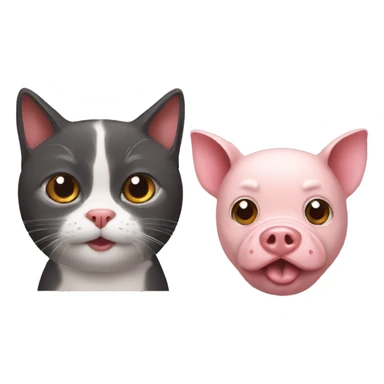 A cat whit a dog and a pig  sticker