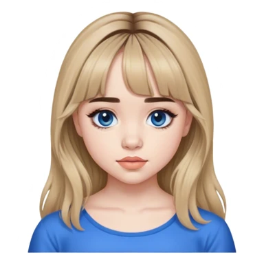 Sabrina carpenter with curtain bangs and wearing blue  sticker