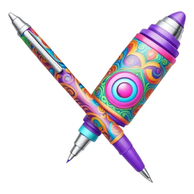 3D, psychedelic colored hippie style pen. Pen only  sticker