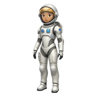 Futuristic astronaut in a high-tech spacesuit, sleek helmet with reflective visor, detailed sci-fi armor, standing pose, science fiction aesthetic sticker