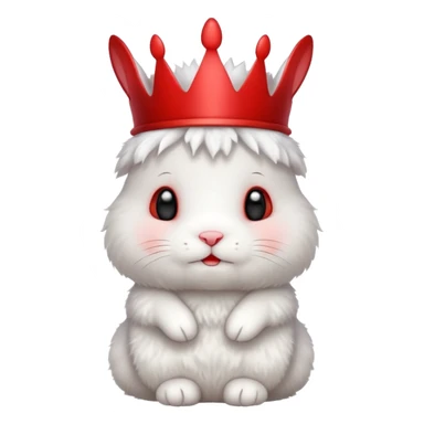 white cute bunny with red crown, funny sticker