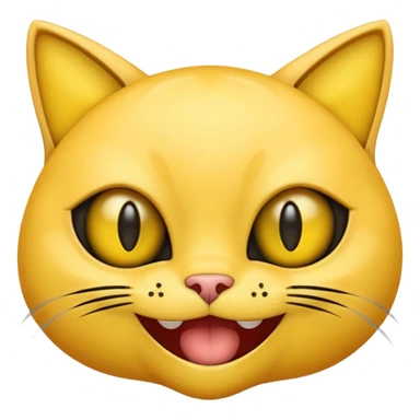 Yellow emoji with vertical slit cat eyes, huge creepy grin from ear to ear sticker