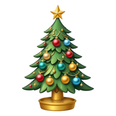 Christmas tree cute golden sticker