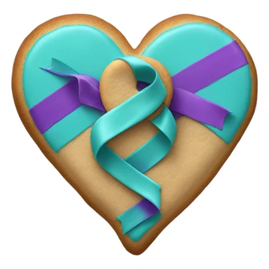 Cookie heart with teal purple awareness ribbon sticker