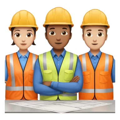 group of railway engineers behind a table sticker