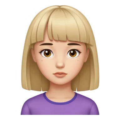 girl with micro bangs half of forehead shorter sticker