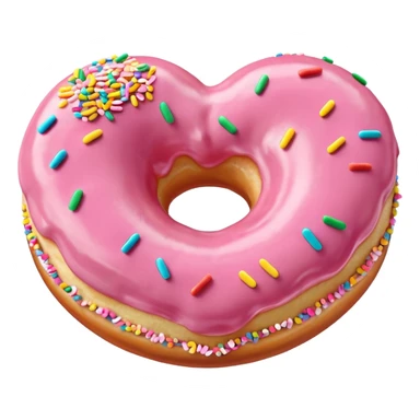 Realistic isolated heart shaped donut with pale pink frosting. sticker