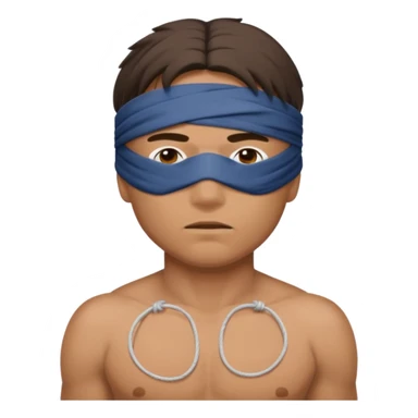 tied up man with blindfold shirtless sticker