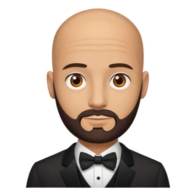 bald headed brown eyes groom with dark beard sticker