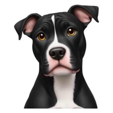 black tri pitbull with cropped ears sticker