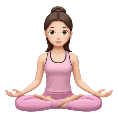 white brunette girl in light pink workout clothes with hazel eyes meditating sticker