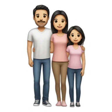 A family of 2, the dad has black hair, Mum has long Brown hair and is prégnant, the baby girl has light Brown short hair sticker